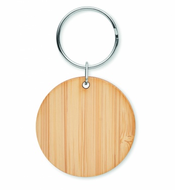 Logo trade promotional gifts picture of: Round bamboo key ring Pieksämäki