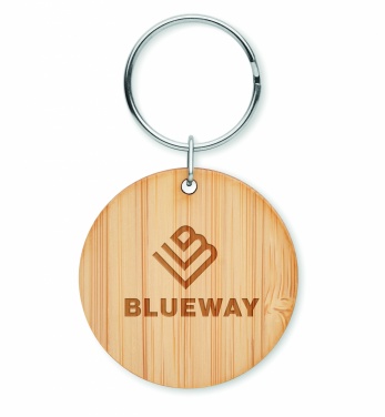 Logotrade promotional giveaway image of: Round bamboo key ring Pieksämäki