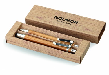 Logo trade corporate gifts picture of: Bamboo pen and pencil set