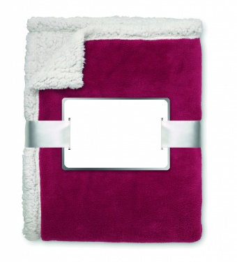 Logo trade business gift photo of: Blanket coral fleece/ sherpa