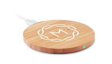 Logo trade corporate gifts image of: Wireless charger bamboo 5W