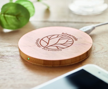 Logo trade promotional gifts image of: Wireless charger bamboo 5W