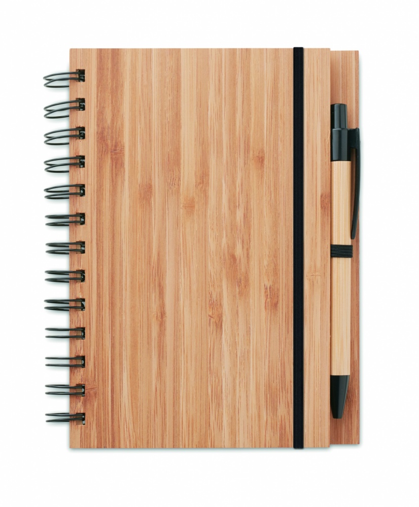Logo trade promotional item photo of: Bamboo notebook with pen lined BAMBLOC