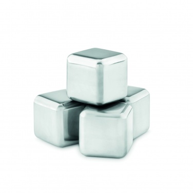 Logo trade corporate gift photo of: Set of 4 SS ice cubes in pouch
