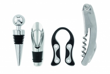 Logo trade business gifts image of: 4 pcs wine set in wooden stand