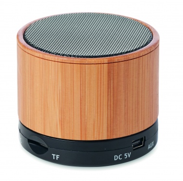 Logotrade promotional giveaway picture of: Round Bamboo wireless speaker