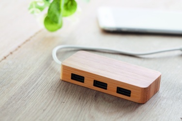 Logo trade corporate gift photo of: Bamboo USB 3 ports hub