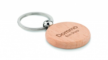 Logo trade business gifts image of: Round wooden key ring Saldus