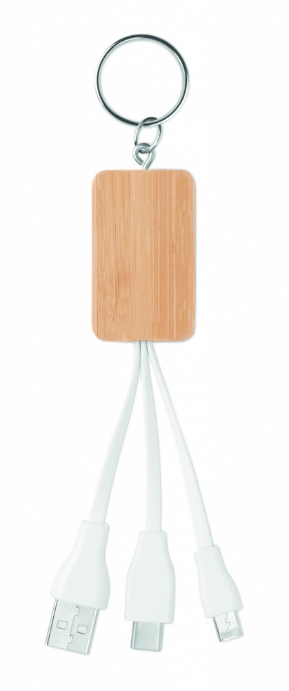 Logotrade promotional item picture of: Bamboo 3-in-1 cable