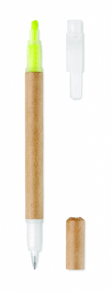 Logo trade promotional products image of: 2 in 1 carton pen highlighter