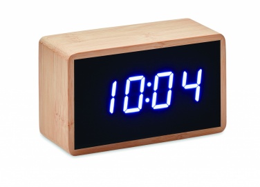 Logotrade advertising product image of: LED alarm clock bamboo casing Düsseldorf