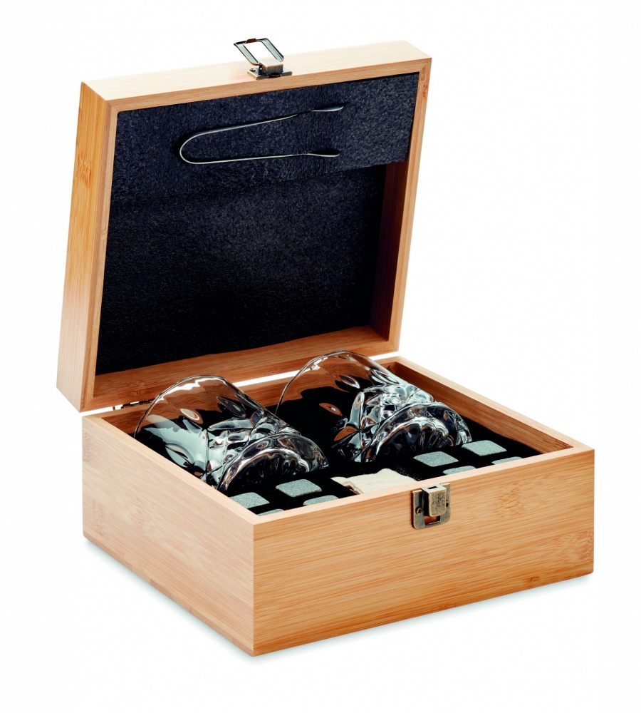 Logo trade promotional giveaways picture of: Whisky set in bamboo box