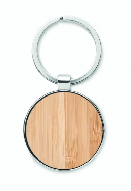 Logo trade promotional gifts picture of: Round key ring metal bamboo Dobele