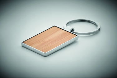 Logo trade promotional products picture of: Rectangular key ring bamboo WEST