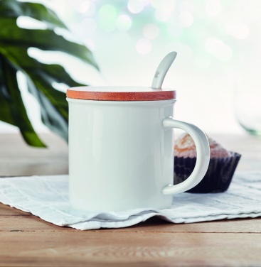 Logo trade promotional gifts image of: Porcelain mug with spoon
