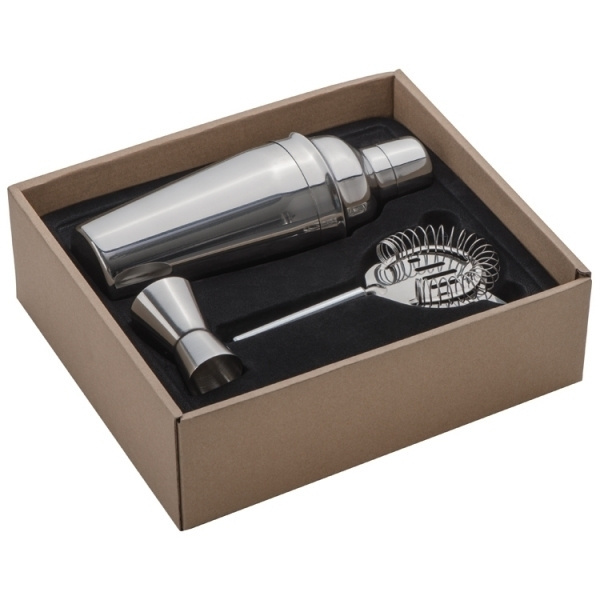 Logotrade advertising products photo of: Metal cocktail set, 3-piece MESSINA