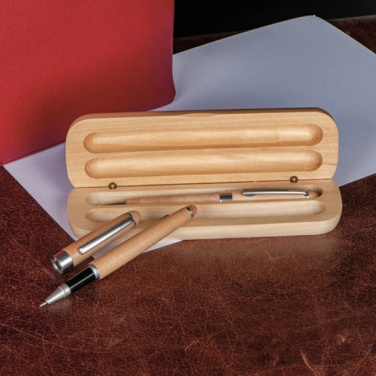 Logotrade promotional product image of: Wooden writing set ballpen and roller INDIANAPOLIS