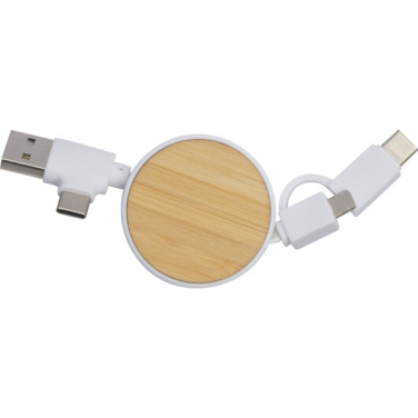 Logo trade promotional merchandise photo of: Bamboo charging cable GRONINGEN