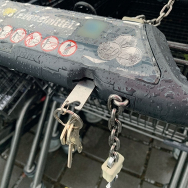 Logo trade corporate gifts image of: Keyring with shopping cart chip STICKIT