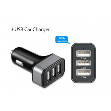 Logo trade corporate gifts picture of: Car Charger with 3 USB ports