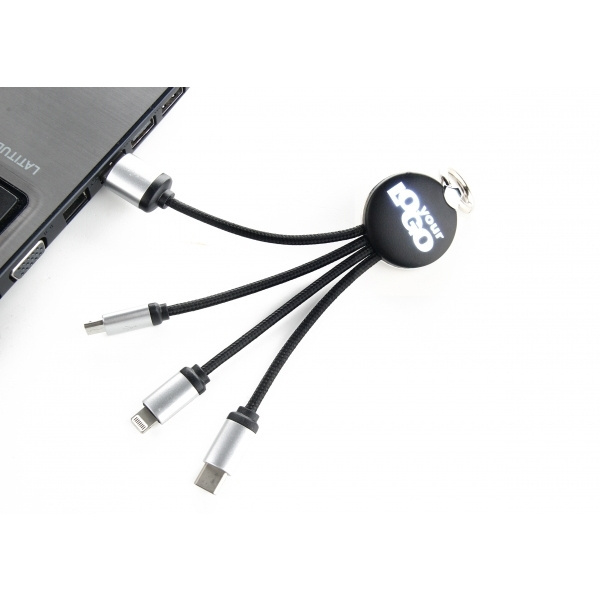 Logo trade promotional gifts picture of: 3in1 cable with enlighted logo for engraving, RXD-368