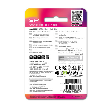 Logo trade promotional merchandise photo of: Pendrive 3.0 Silicon Power JEWEL J80 TITANIUM 16GB