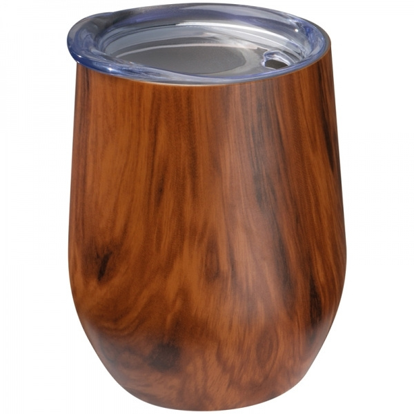 Logotrade promotional product picture of: Stainless steel mug with wooden look BRIGHTON 380 ml