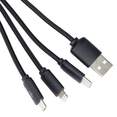 Logo trade promotional giveaways picture of: 3in1 long cable with elighted logo for engraving, W201TG