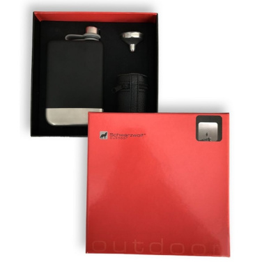 Logotrade promotional merchandise picture of: Hip flask set TAHAT Schwarzwolf
