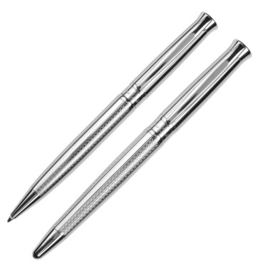 Logo trade corporate gifts image of: Metal set of ballpoint pen and roller ROI