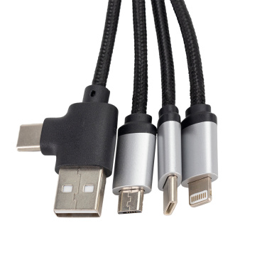 Logotrade promotional merchandise image of: 4-in-1 cable with elighted logo in a wooden casing, LH-ZMU05