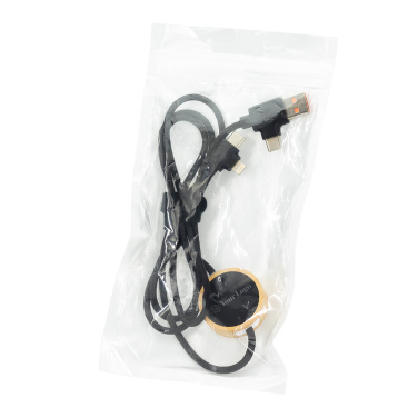 Logo trade promotional items picture of: 4in1 long wooden cable with elighted logo for engraving