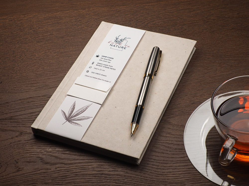 Logo trade promotional items image of: Recycled Hemp Notebook 209734300
