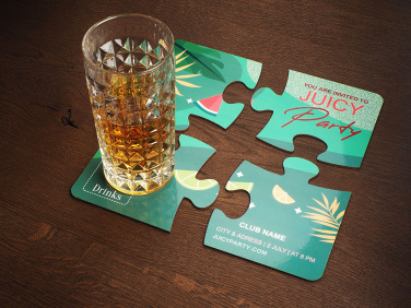 Logo trade promotional merchandise photo of: Set of 4 PUZZLE glass coasters 1835117