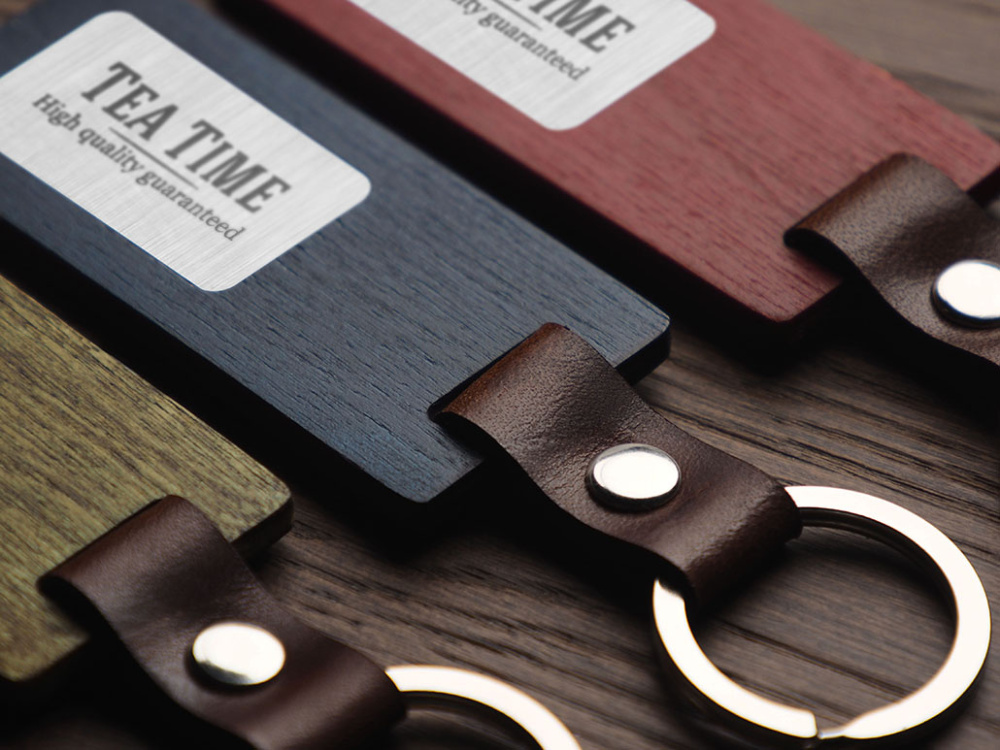 Logo trade corporate gifts image of: Wooden keyring 1853121