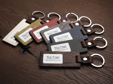 Logo trade promotional gift photo of: Wooden keyring 1853121