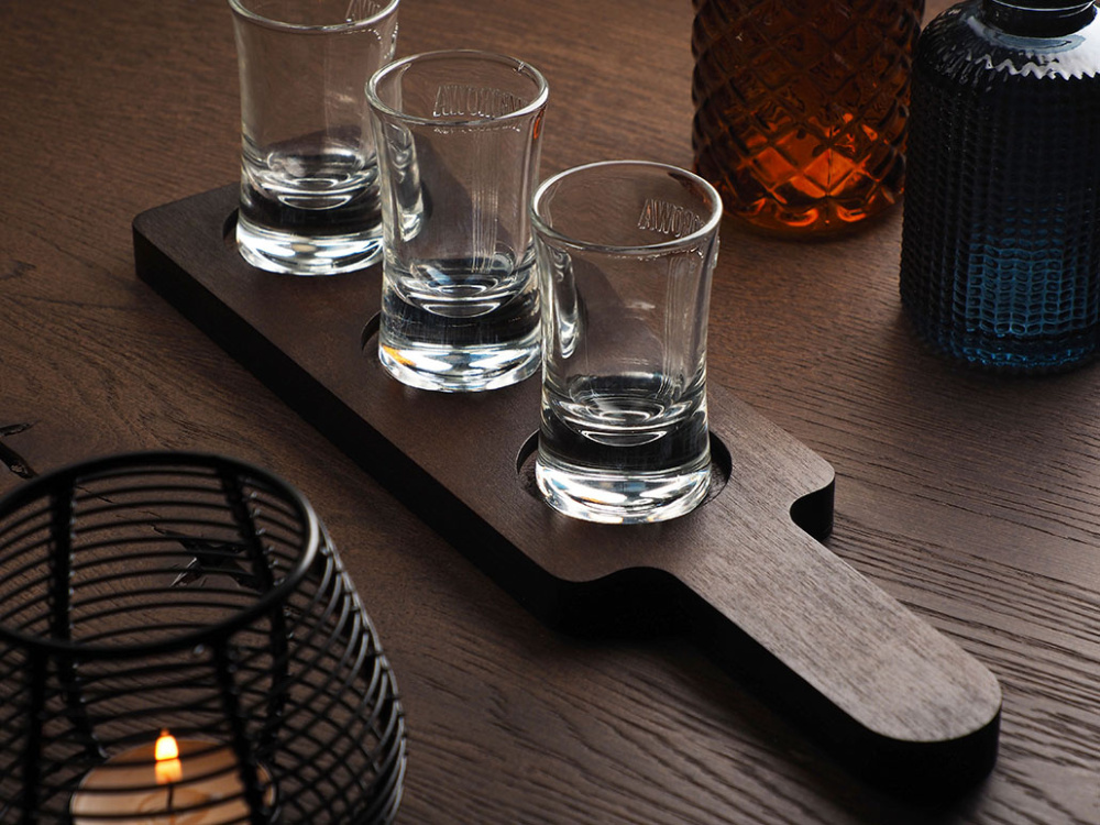 Logotrade promotional gift image of: Wooden 3 Shot Serving Board 1863121