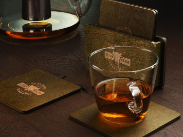 Logo trade promotional giveaways image of: Wooden box with 4 coasters 1871121