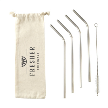 Logo trade advertising products picture of: ECO RVS 4 pieces ECO Straw Set stainless-steel straws
