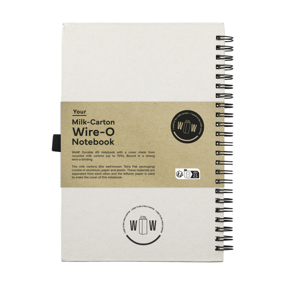 Logo trade promotional gifts picture of: Milk-Carton Wire-O Paper Notebook A5