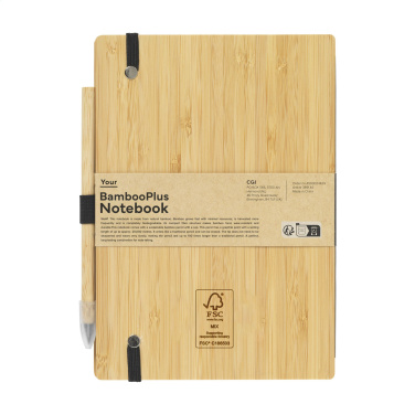Logo trade promotional giveaways image of: BambooPlus Paper Notebook A5 - Inkless Pen