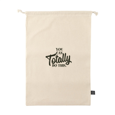 Logotrade promotional item image of: Gift Pouch Natural GRS Recycled Cotton (150 g/m²) L