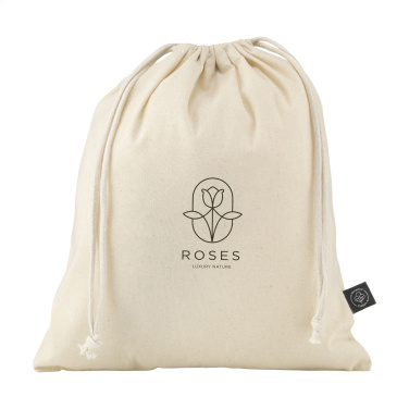 Logo trade promotional merchandise picture of: Gift Pouch Natural GRS Recycled Cotton (150 g/m²) M