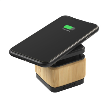Logotrade advertising product picture of: Bamboo Block Speaker with wireless charger