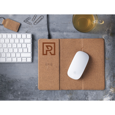 Logo trade promotional items image of: Cork Wireless Charging Mousepad