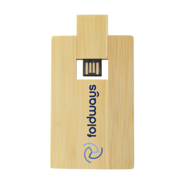 Logo trade promotional giveaways picture of: CreditCard USB Bamboo 64 GB