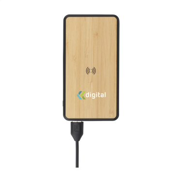 Logo trade corporate gift photo of: Boru Bamboo RCS Recycled ABS Powerbank Wireless Charger