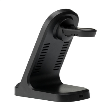 Logo trade promotional giveaways image of: Triple-Up RCS Recycled ABS Wireless Charger Stand