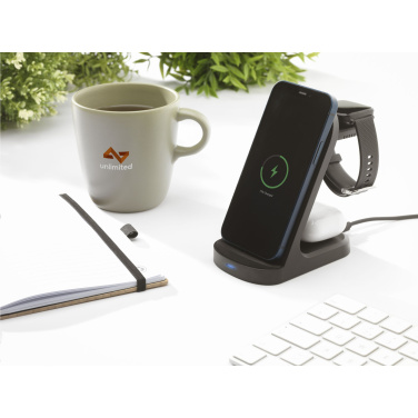 Logotrade promotional giveaways photo of: Triple-Up RCS Recycled ABS Wireless Charger Stand