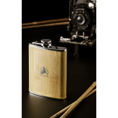 Logo trade promotional items image of: Hipflask Bamboo 200 ml drinking bottle